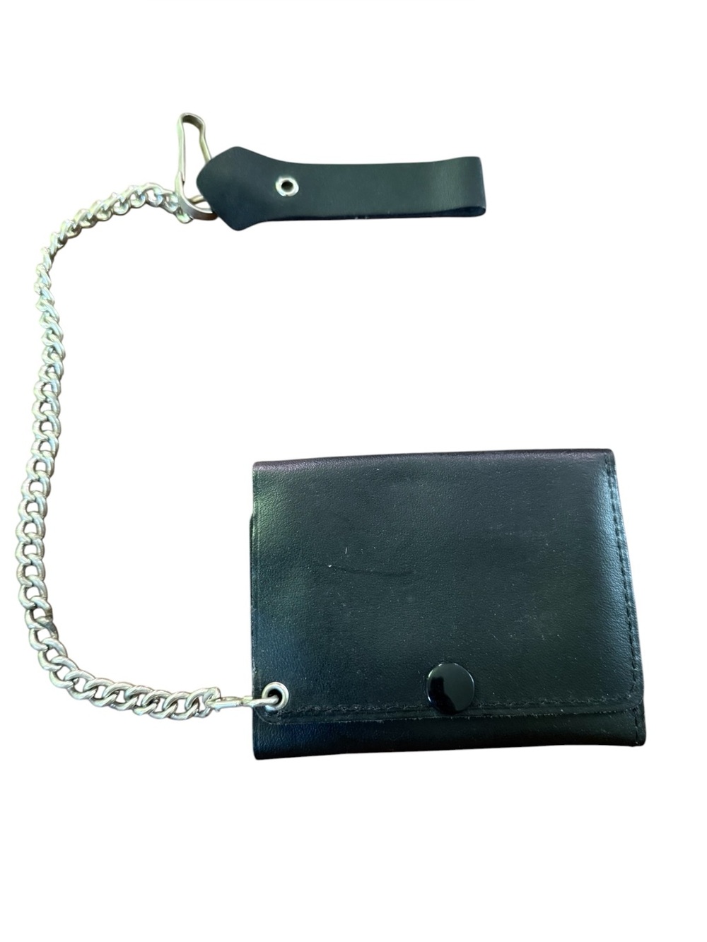 Vintage PITT Fine Leather Goods Men's Black Chain Wallet Made in Canada 60s 70s